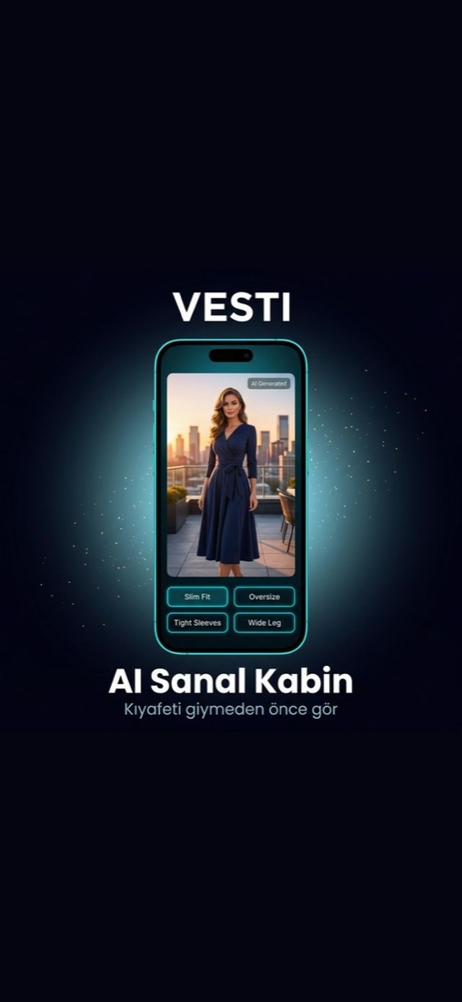 Vesti uygulamasında AI sanal kabin ekranı